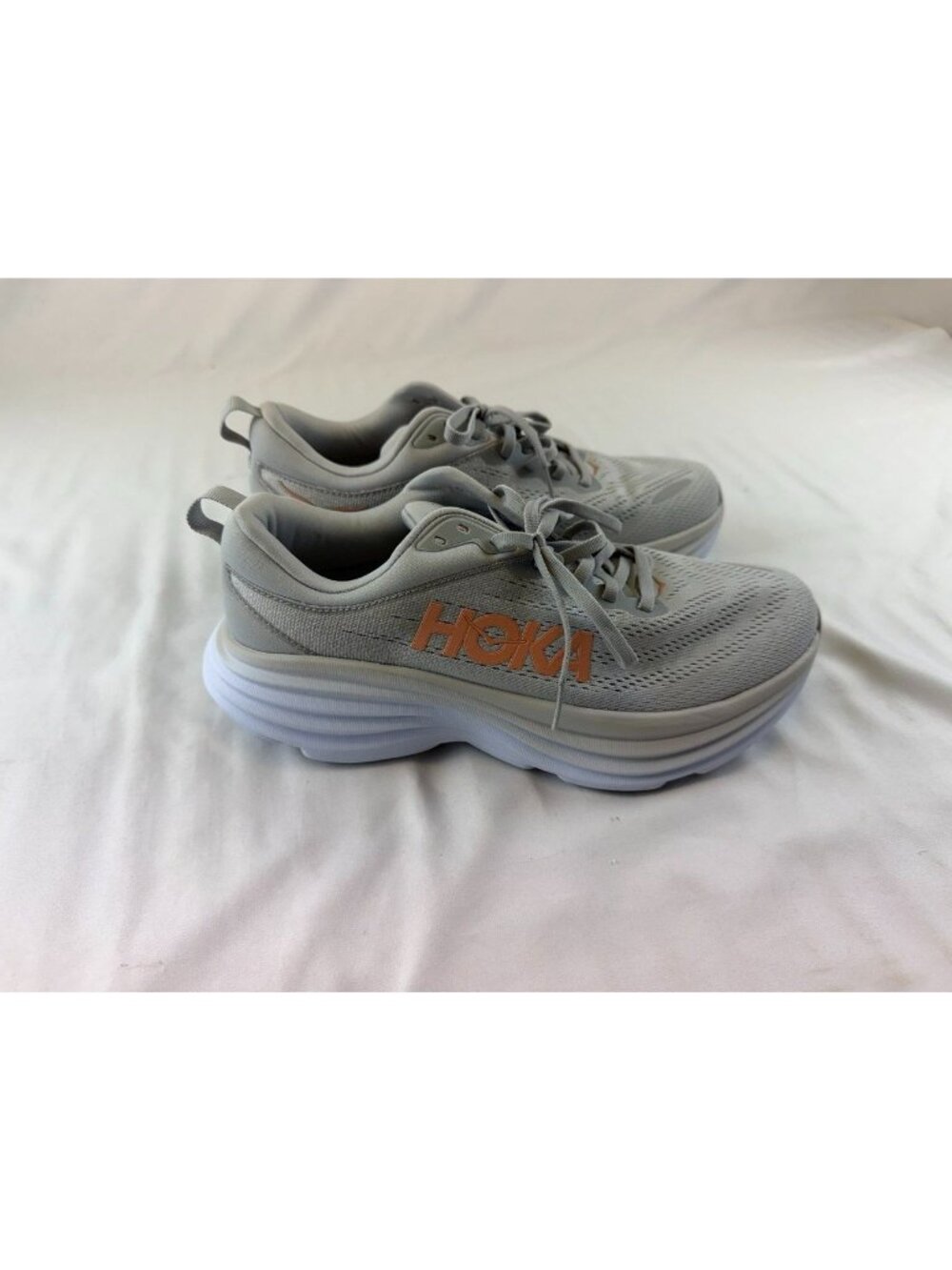 Hoka One One Bondi 8 1127952-HMLR Womens US 9,5D Running Shoes Gray Mesh Sneaker